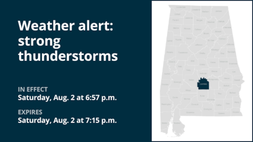 Expect strong thunderstorms in Lowndes County Saturday evening – winds gusting up to 40 mph