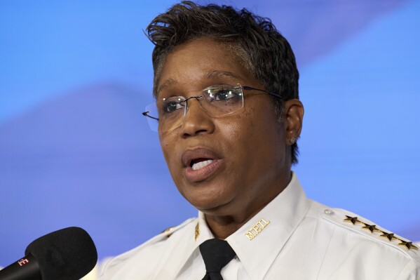Pamela Smith, Chief of the Metropolitan Police Department, speaks during a briefing, June 9, 2025, in Washington. (AP Photo/Jacquelyn Martin, File)