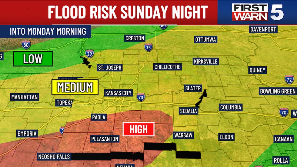 Flood risk Sunday night