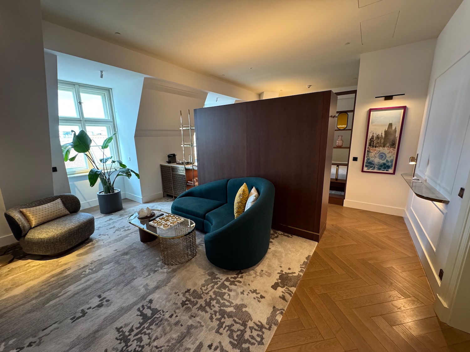 a room with a couch and a wall