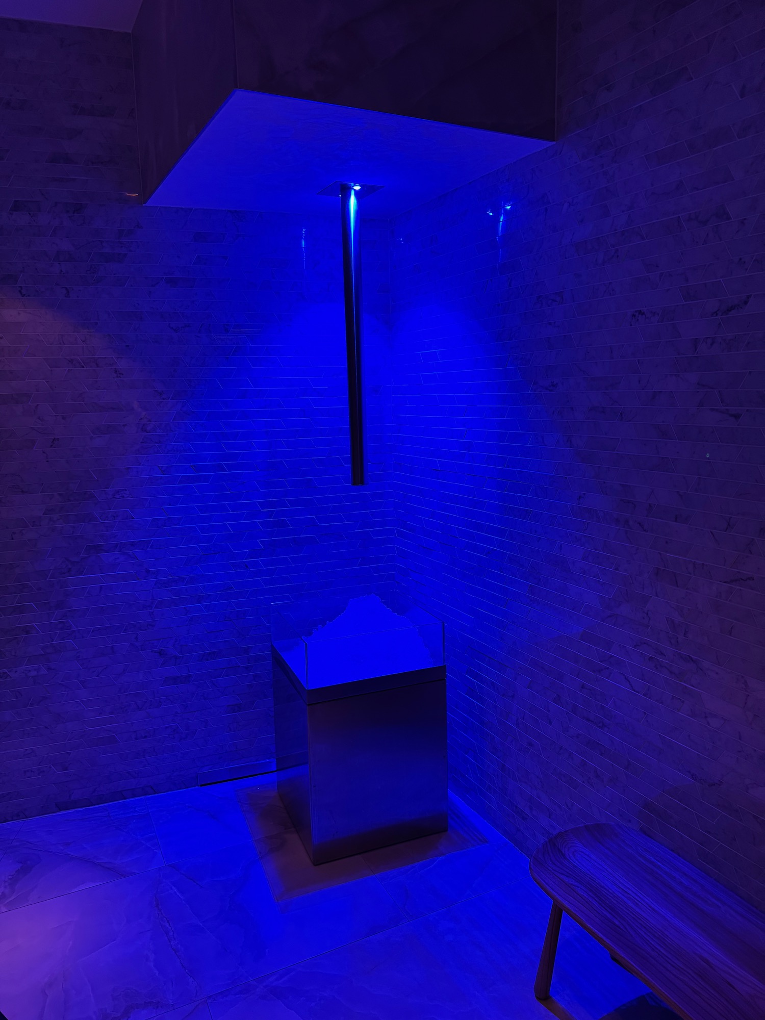 a blue light in a room