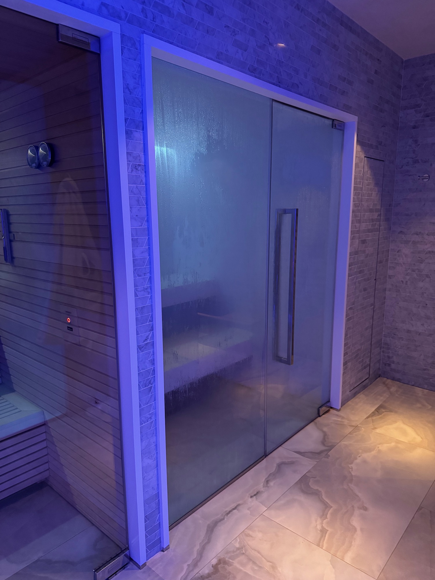 a glass door in a room