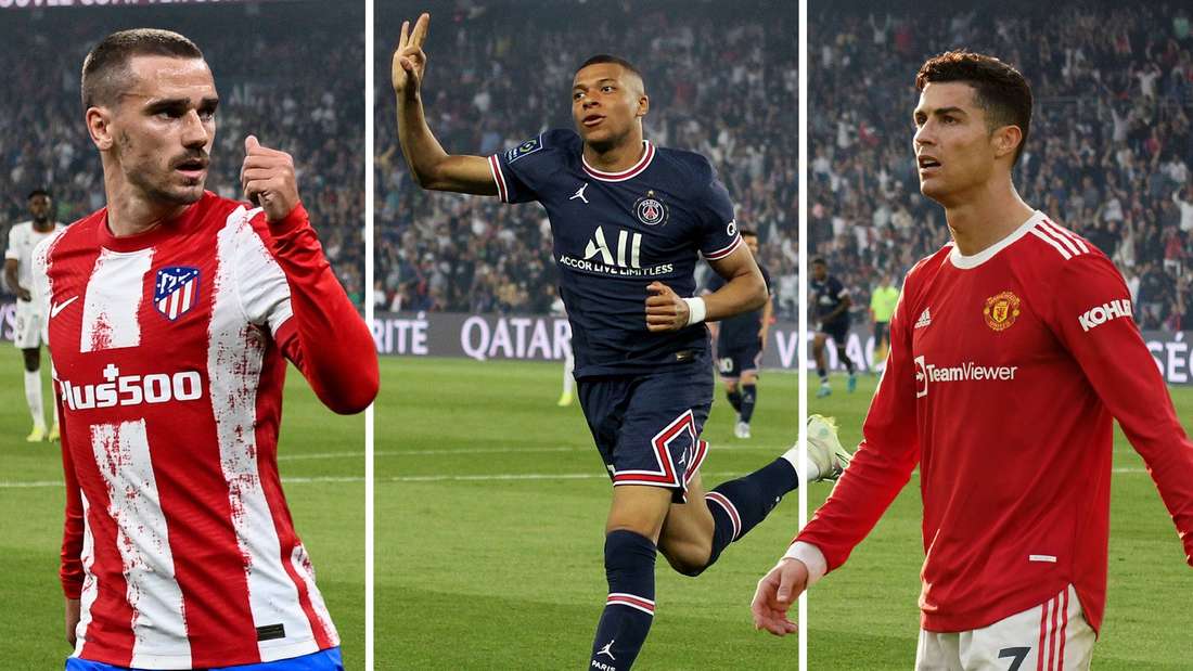 Foto-Collage mit Griezmann, Mbappé und Ronaldo