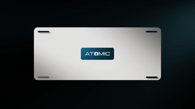 A metallic rectangular card labeled