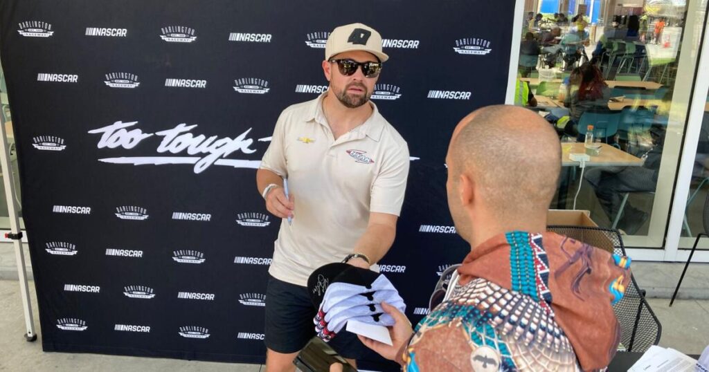 NASCAR driver Ricky Stenhouse makes a pit stop at Boeing SC