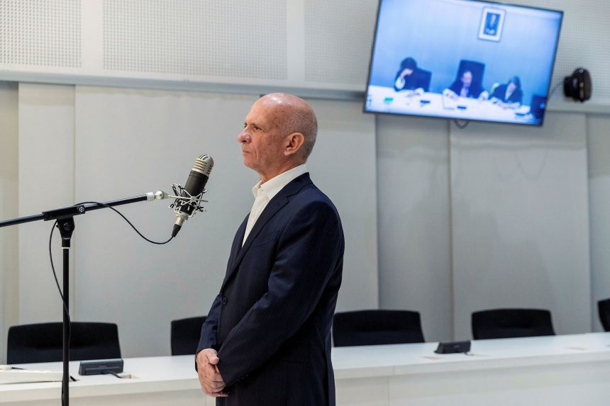 Former Venezuelan intelligence chief Hugo Carvajal stands during his extradition hearing to the US, at the High Court in Madrid, Spain, on September 12, 2019.
