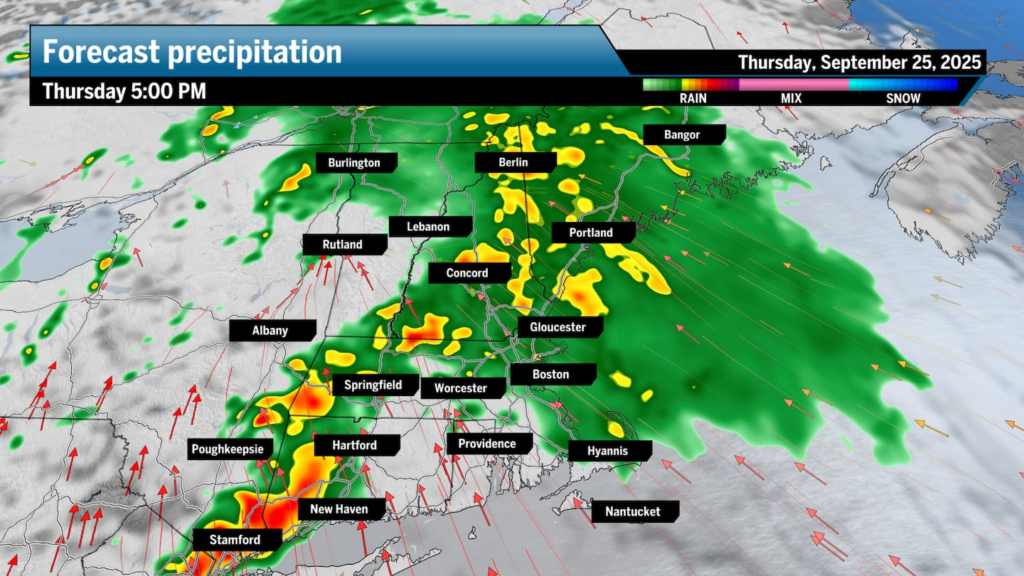 Widespread rain is expected across New England on Thursday.