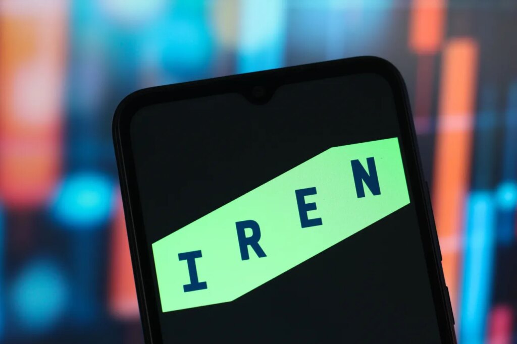 In this photo illustration, the IREN Limited logo is seen displayed on a smartphone screen. (Photo Illustration by Thomas Fuller/SOPA Images/LightRocket via Getty Images)