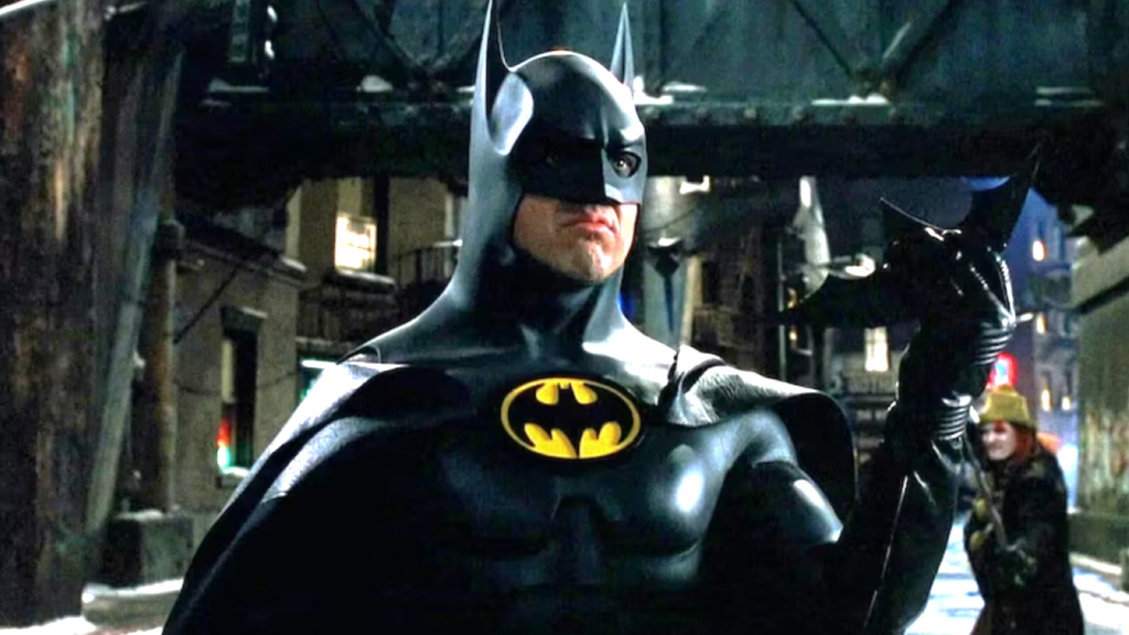 Michael Keaton as Batman with a Batarang in Batman Returns (1992)