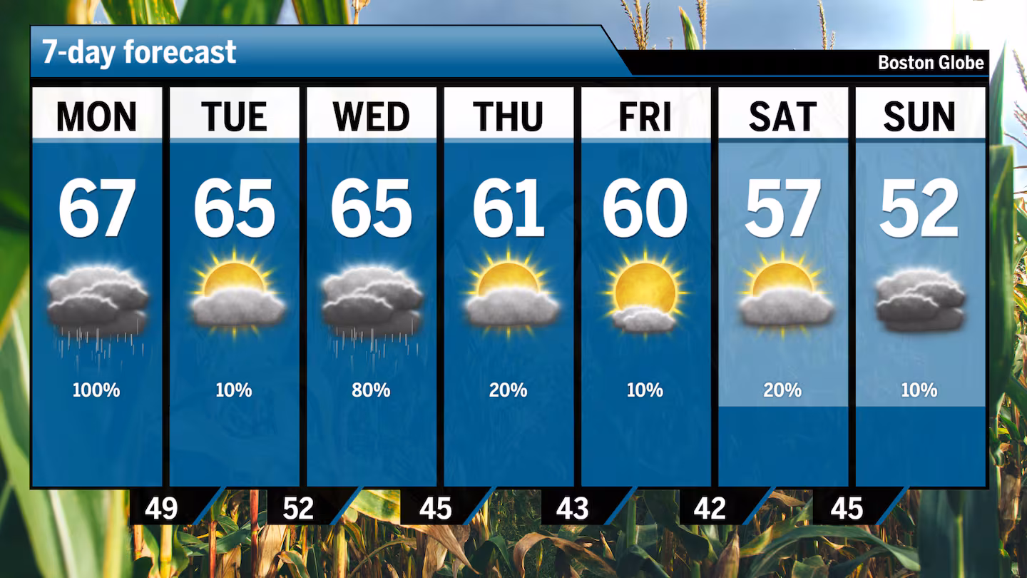 A look at the forecast across Boston for the next seven days.