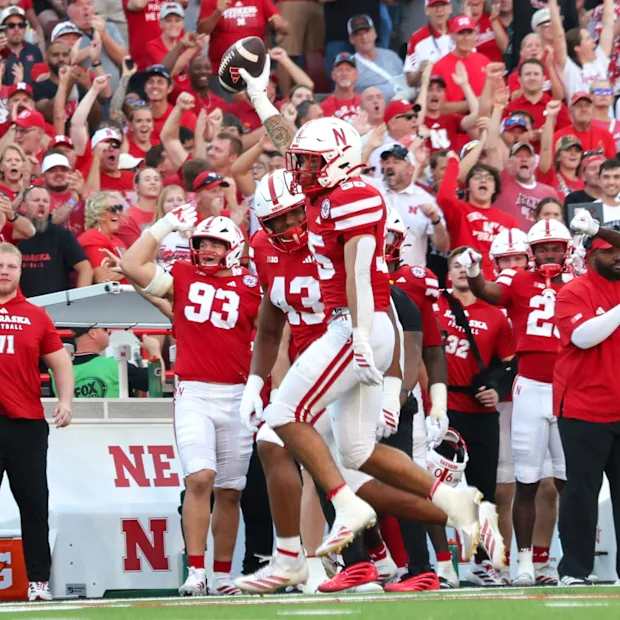 Mekhi Nelson celebrates after recovering the ball when Michigan State mishandled a kickoff in the 3rd quarter on Oct 4, 2025