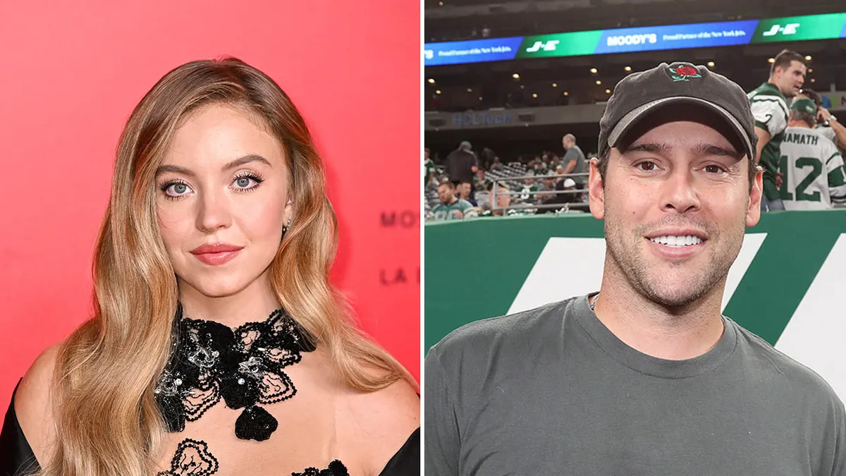 A split of Sydney Sweeney and Scooter Braun.