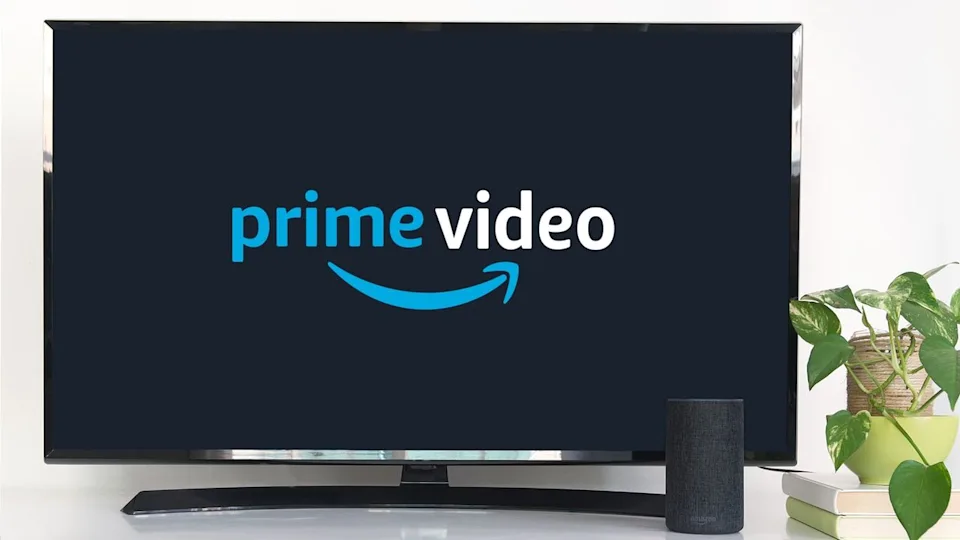  Amazon Prime Video logo on TV screen. 