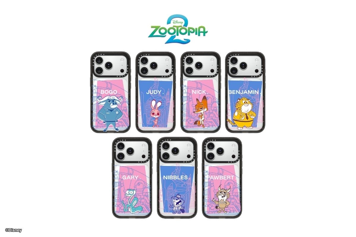 Seven Zootopia-themed phone cases with vibrant cartoon designs, perfect for fans and Disney Parks collectors awaiting Zootopia 2.