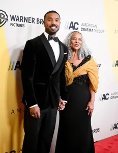 Michael B. Jordan and Donna Jordan at the 39th American Cinematheque Awards held at The Beverly Hilton on November 20, 2025 in Los Angeles, California.