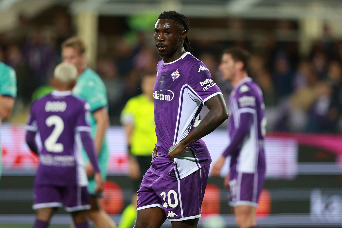 FLORENCE, ITALY - OCTOBER 26: Moise Kean of ACF Fiorentina looks on during the Serie A match between ACF Fiorentina and Bologna FC 1909 at Artemio Franchi on October 26, 2025 in Florence, Italy. (Photo by Gabriele Maltinti/Getty Images)