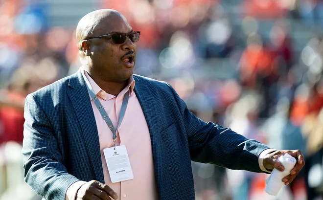 Former Auburn player Bo Jackson before the Iron Bowl at Jordan-Hare Stadium in Auburn, Ala., on November 30, 2019.