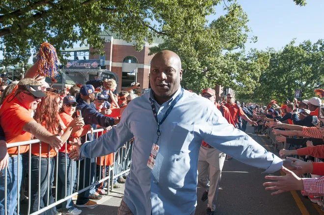 Bo Jackson walks in during tiger walk before the game between Auburn and LSU on Saturday, Oct. 4, 2014, in Auburn, Ala.