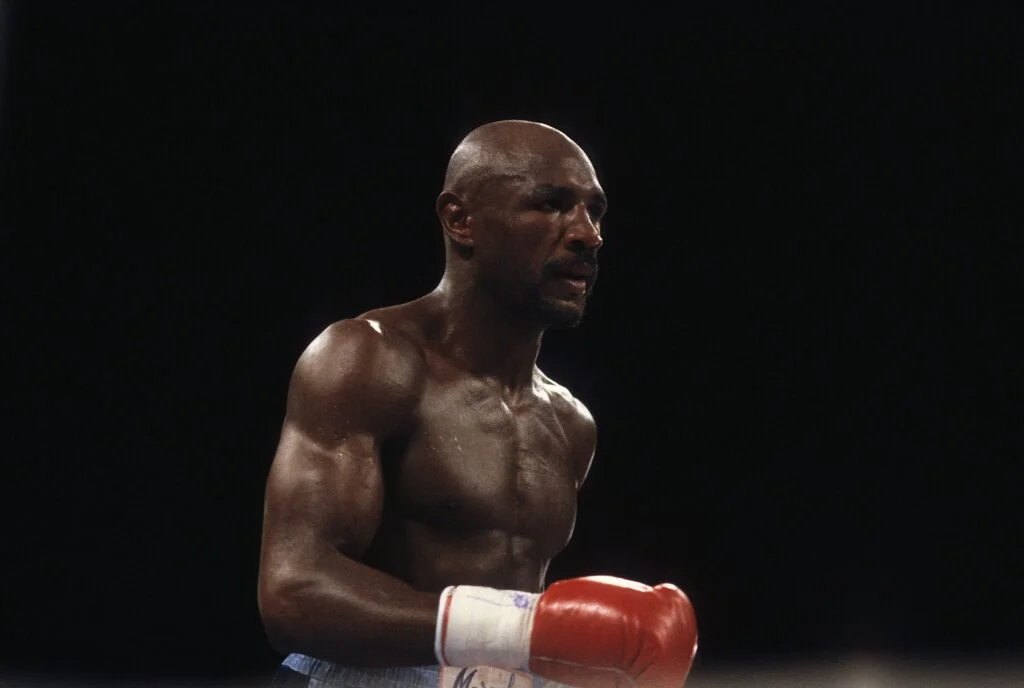 Marvin Hagler in the ring during his fight with Thomas Hearns in April, 1985.