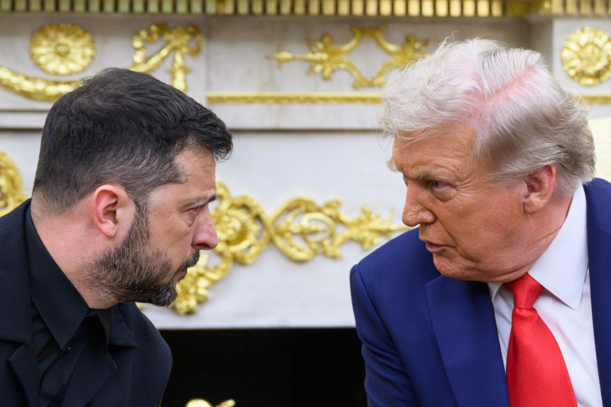 Ukraine President Volodymyr Zelensky and US President Donald Trump participate in a meeting in the Oval Office of the White House in Washington, DC, on August 18.