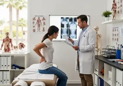 Doctor reviewing imaging with a patient seeking treatment for crash-related injuries