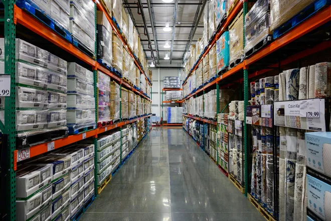 The interior of a 152,000-square-foot Costco warehouse in St. Johns County, Florida.