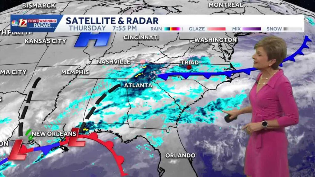 Tracking wintry weather moving in overnight in North Carolina