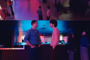 TWINLESS, from left: Dylan O'Brien, James Sweeney, 2025. © Roadside Attractions / Courtesy Everett Collection