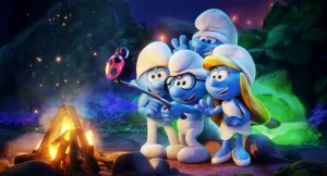 SMURFS: THE LOST VILLAGE, from left: Snappy, Hefty (voice: Joe Manganiello), Brainy (voice: Danny Pudi), Clumsy (voice: Jack McBrayer), Smurfette (voice: Demi Lovato), 2017. © Columbia Pictures /Courtesy Everett Collection
