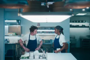 THE BEAR — “Soubise” — Season 4 Episode 2 (Streams Thursday, June 26th) Pictured: (l-r) Jeremy Allen White as Carmen “Carmy” Berzatto, Ayo Edebiri as Sydney Adamu. CR: FX.