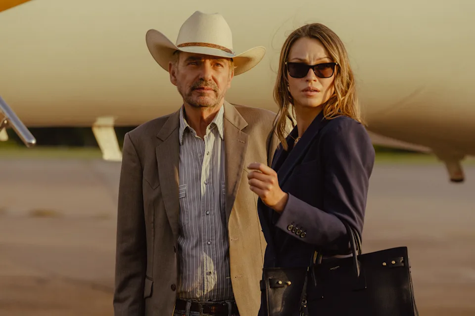 Billy Bob Thornton as Tommy and Kayla Wallace as Rebecca in Landman episode 9, season 2, streaming on Paramount+. Photo Credit: Emerson Miller/Paramount+
