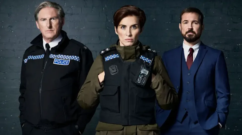 three individuals representing law enforcement and legal context