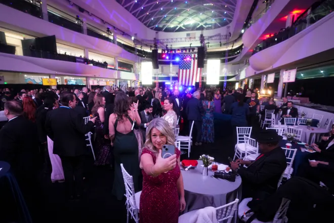 Guests take selfies at the American Dream Mall during Gov. Mikie Sherrill's Inaugural Ball, Jan 20, 2026, East Rutherford, NJ, USA.