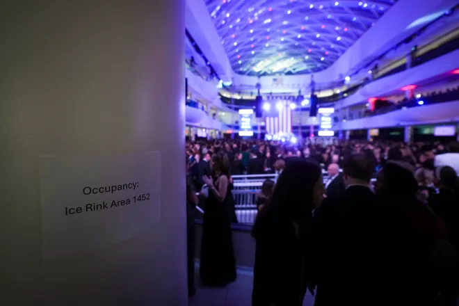 Guests stand in the covered ice rink during Gov. Mikie Sherrill's inaugural governor's ball at the American Dream Mall, Jan 20, 2026, East Rutherford, NJ, USA.