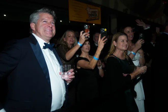 Guests take photos during Gov. Mikie Sherrill's inaugural ball at the American Dream mall, Jan 20, 2026, East Rutherford, NJ, USA.