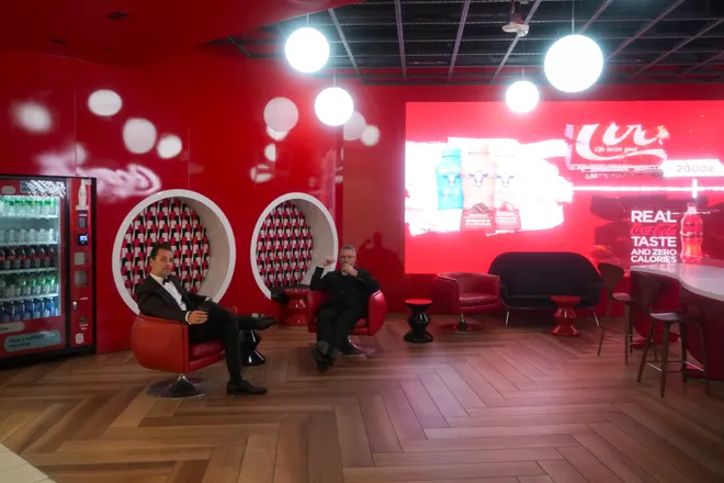 Guests wait in the Coca-Cola store at the American Dream mall before Gov. Mikie Sherrill's Inaugural Ball, Jan 20, 2026, East Rutherford, NJ, USA.