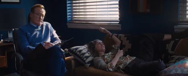 An increasingly hostile relationship with her therapist (Conan O'Brien) is one of many issues plaguing Linda (Rose Byrne) – in addition to her kid's mysterious illness and absent husband – in the psychological comedy
