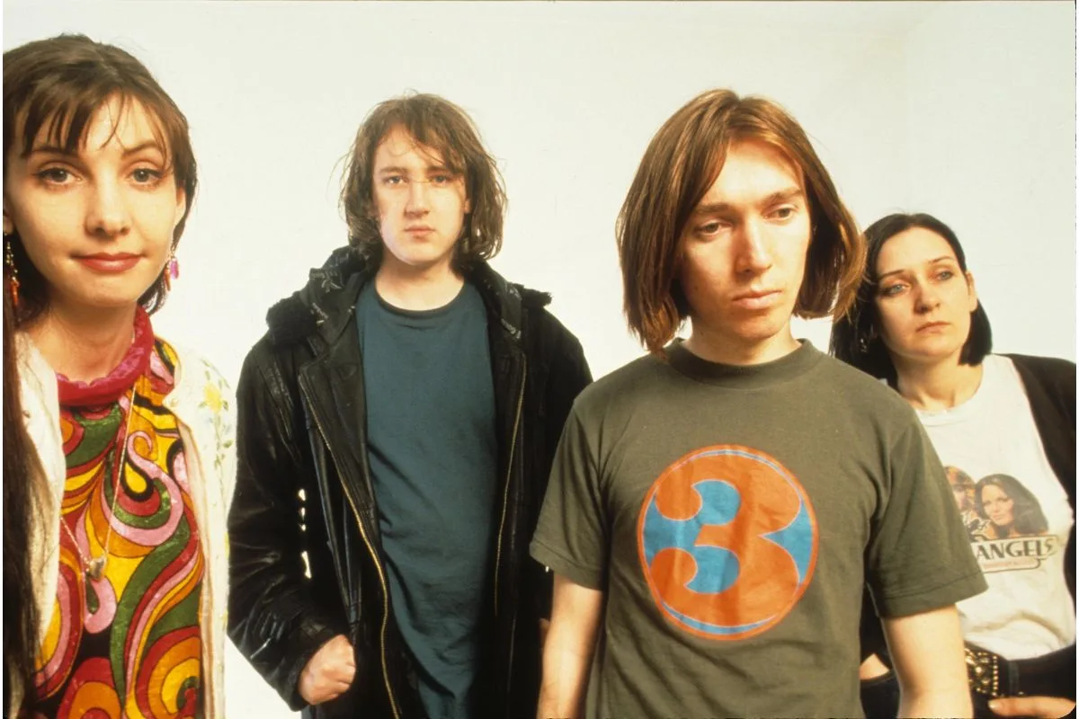 Photo of the group My Bloody Valentine, 1990s. New York