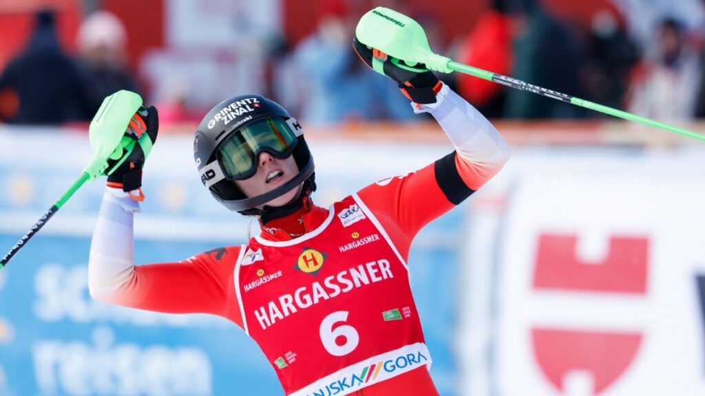 Camille Rast ends Mikaela Shiffrin's World Cup slalom winning streak