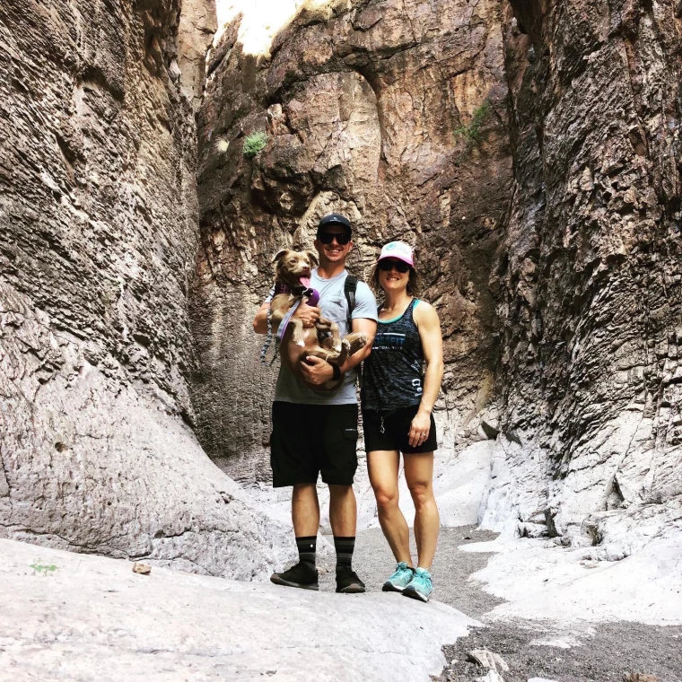 Christina Koch with her husband and dog. 