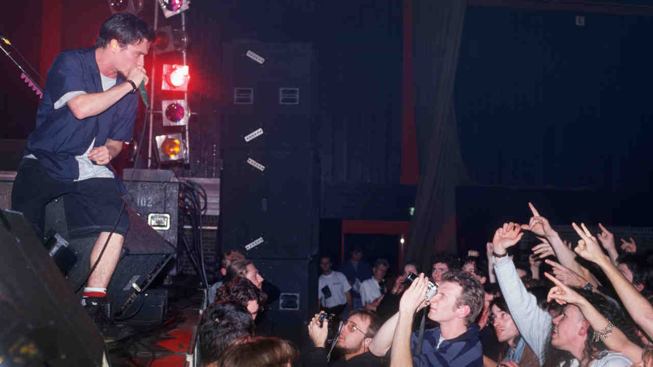 Faith No More&rsquo;s Mike Patton performing onstage in 1992
