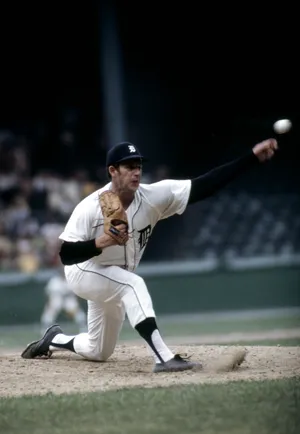 Detroit Tigers pitcher Mickey Lolich in action during the 1971 season at Tiger Stadium.