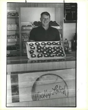 Mickey Lolich at his donut shop.