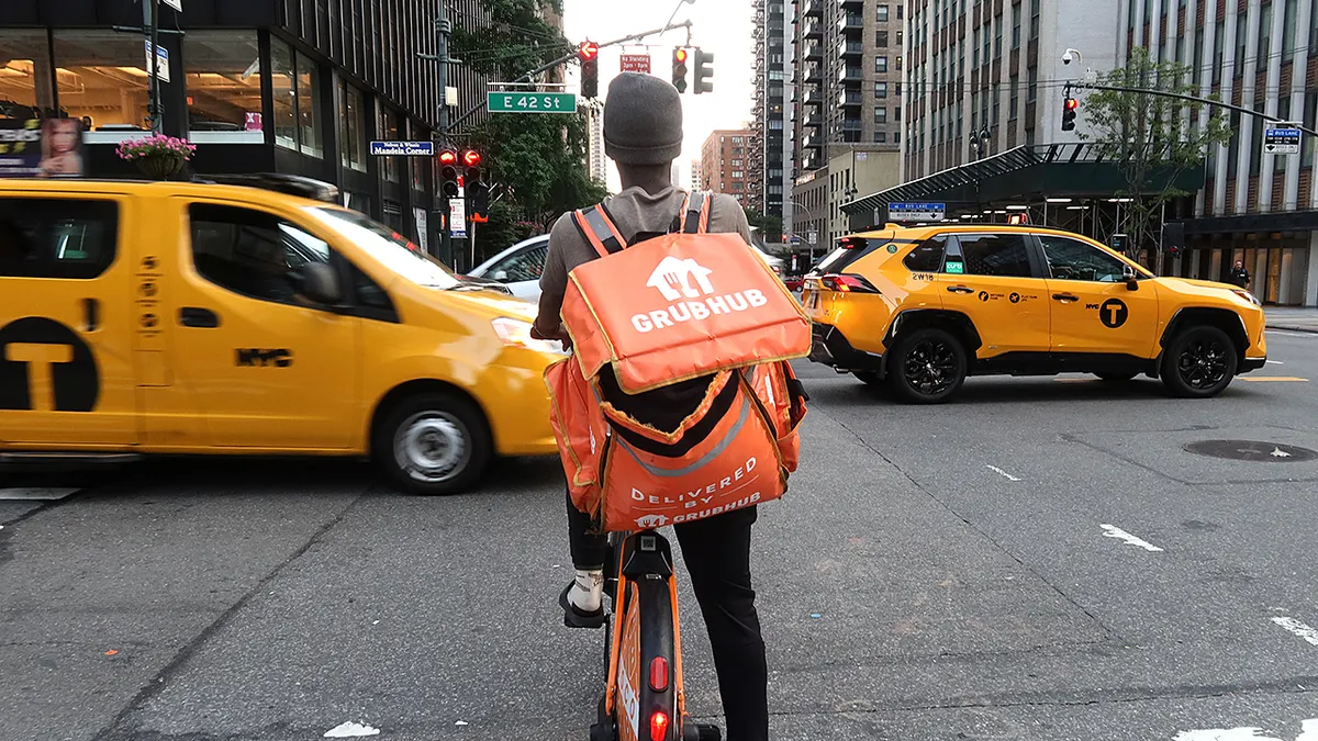 Grubhub delivery person in New York City