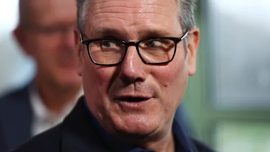 Britain’s Prime Minister Keir Starmer talks with members of the audience after delivering a speech at Horntye Park Sports Complex in St Leonards-on-Sea, East Sussex, England, Thursday, Feb. 5, 2026. (Peter Nicholls/Pool Photo via AP)