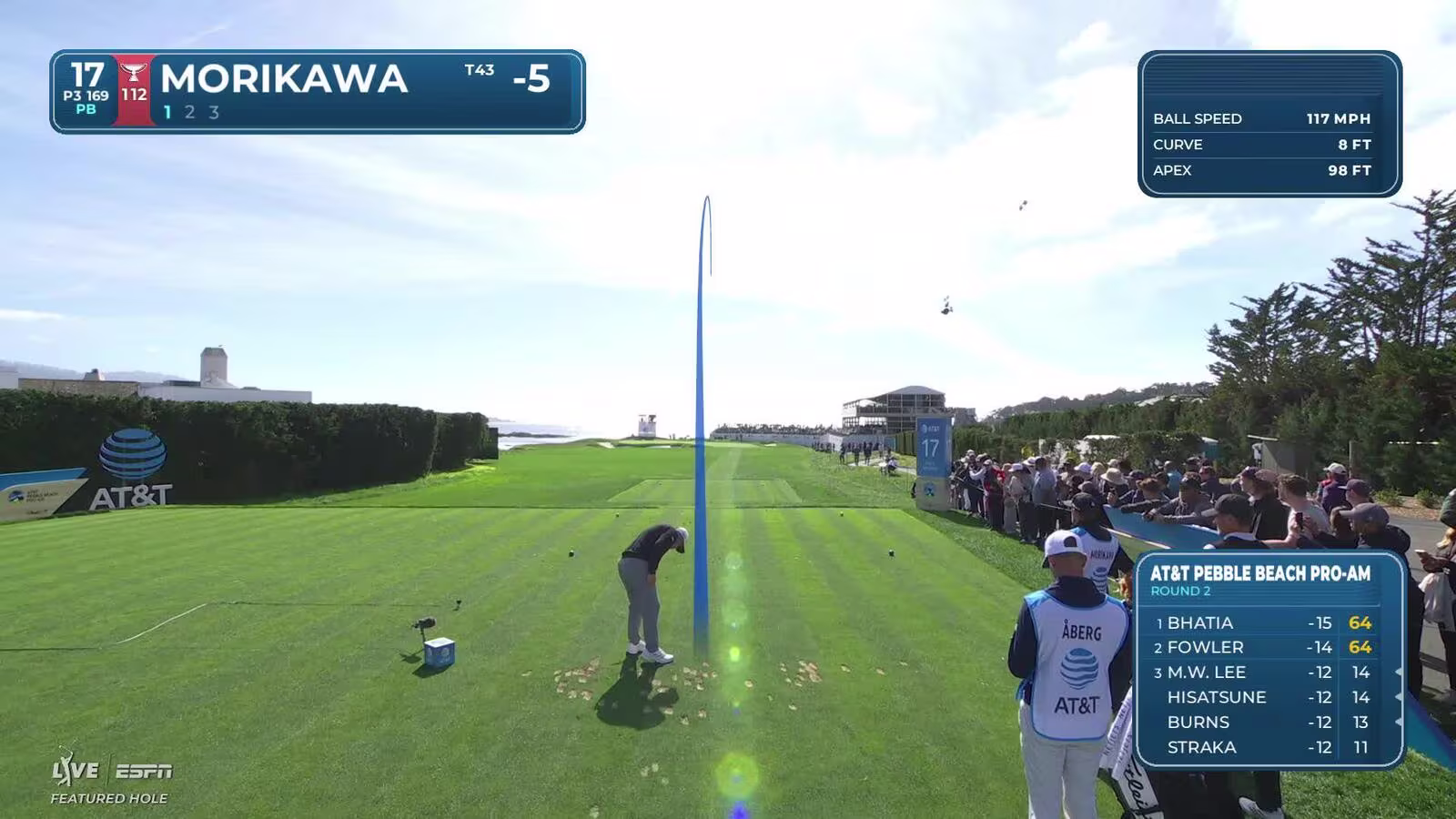 Collin Morikawa drains 45-foot putt for birdie at Pebble Beach