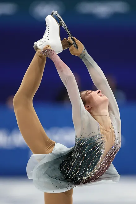 Olga Mikutina of Team Austria competes during the Women's singles figure skating short program on Feb. 17, 2026.