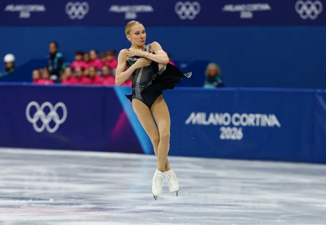 Iida Karhunen of Finland performs during the Women's singles figure skating short program on Feb. 17, 2026.