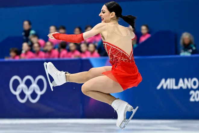 Romania's Julia Sauter competes during the Women's singles figure skating short program on Feb. 17, 2026.