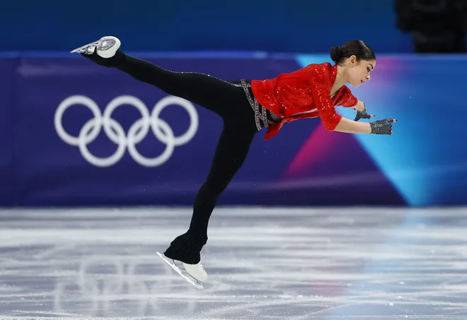 Adeliia Petrosian of Team Individual Neutral Athletes performs during the Women's singles figure skating short program at the Milano Cortina 2026 Winter Olympic games on Feb. 17, 2026.